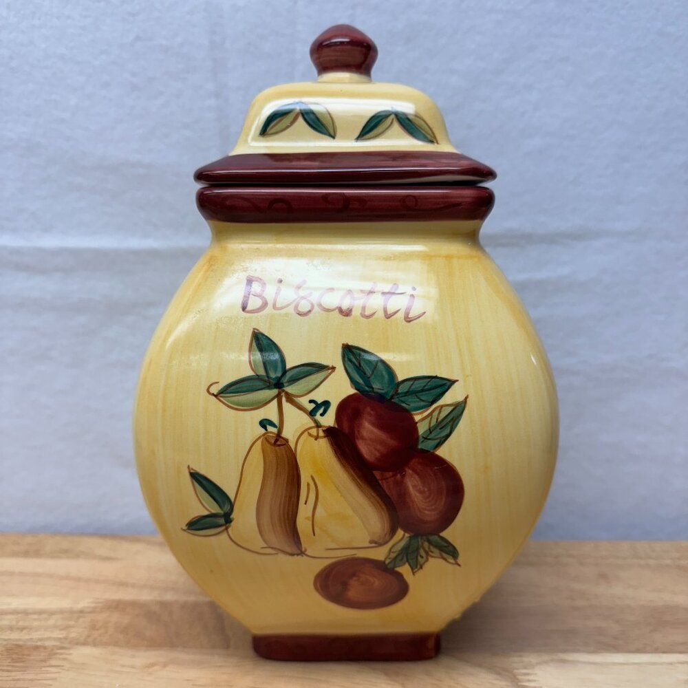 Vintage Biscotti Jar - Glazed Ceramic, Beautiful & Rare